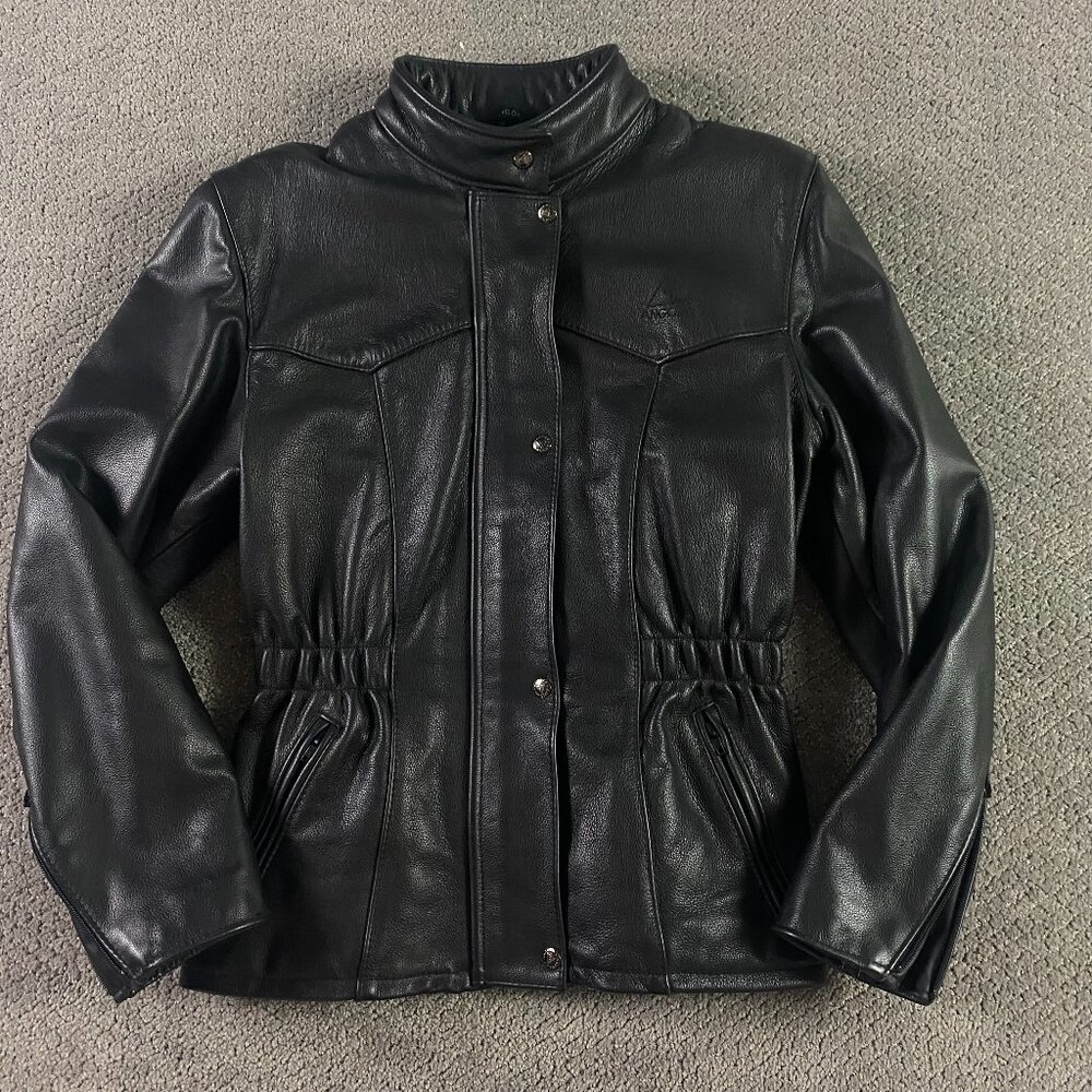 Vintage Angora Canada Leather Motorcycle Jacket Women's Large Black